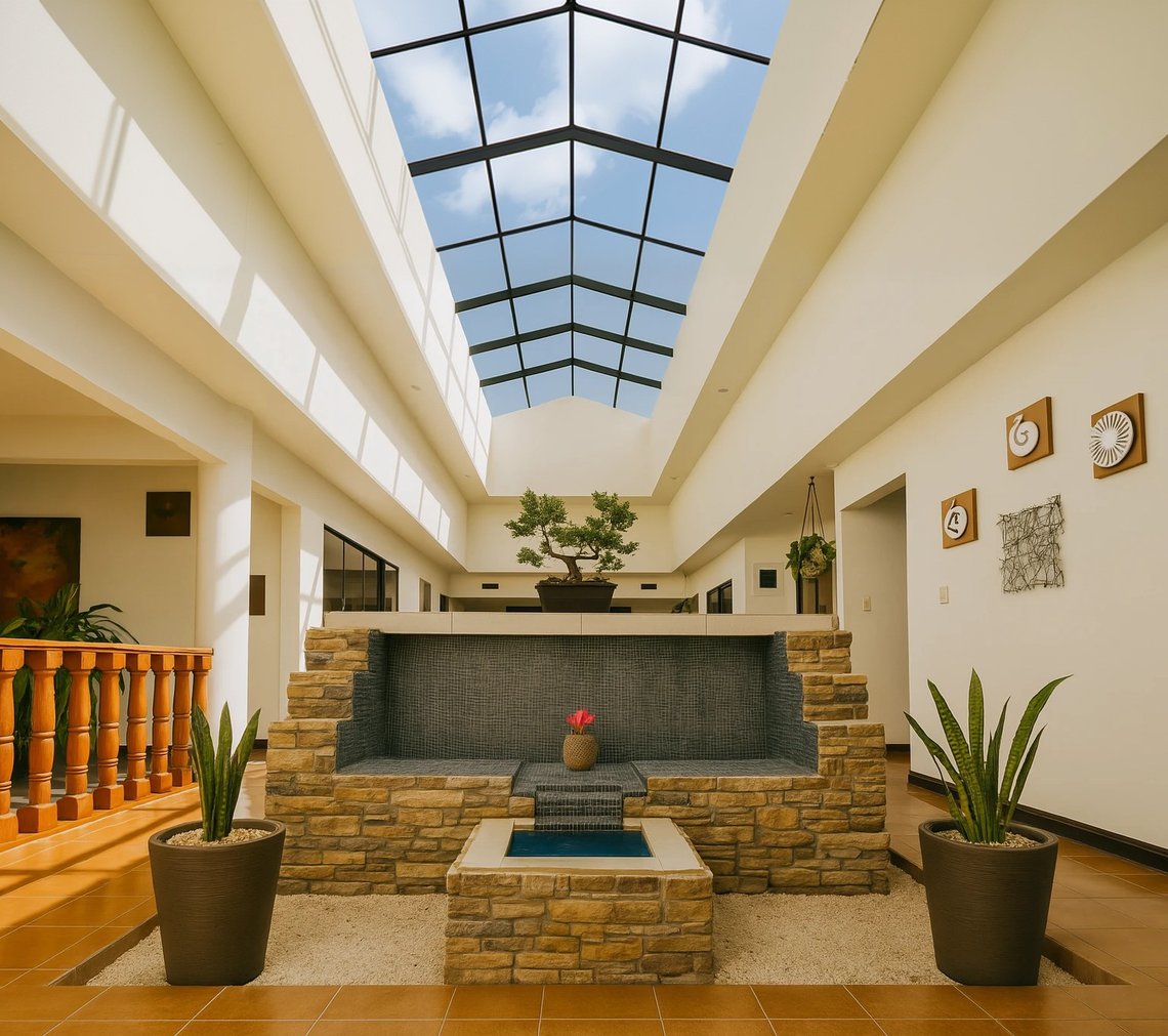 A grand light-filled lounge and solarium.